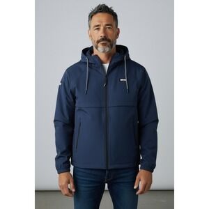 DRI ESSENTIALS Men's Navy Blue Hooded Lightweight Jacket, Size S, NWT